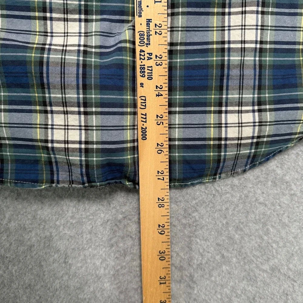 Ralph Lauren Boys XL 18-20 Blue Green Plaid Long Sleeve Button Down Shirt Pony